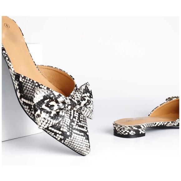 Snakeskin Bow Mules - Picture 3 of 5